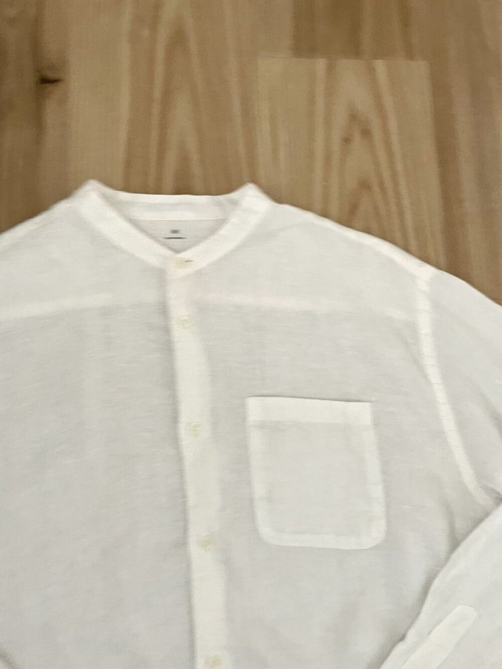 MUJI 100% Linen Oversized Mandarin Collar Button Front Top White size Medium - Picture 2 of 7